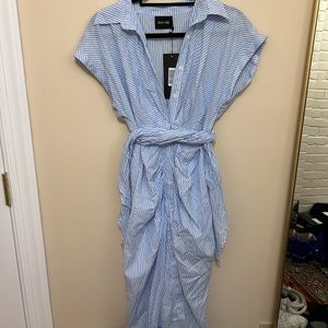 Striped button down midi dress